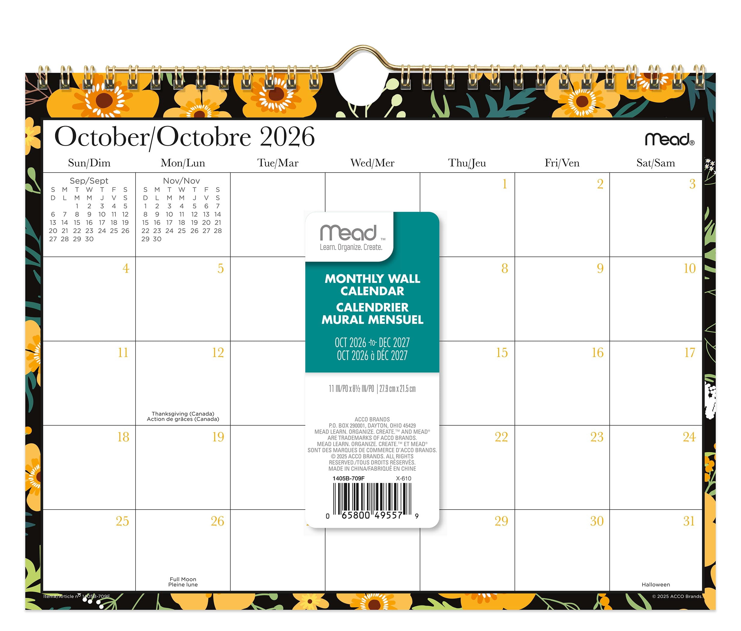 2027 Mead® Yellow Buttercup Compact Wall Calendar