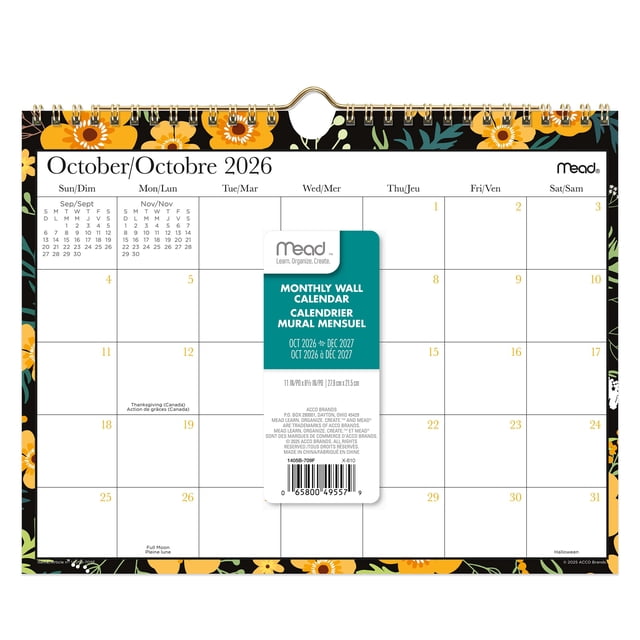 2027 Mead® Yellow Buttercup Compact Wall Calendar