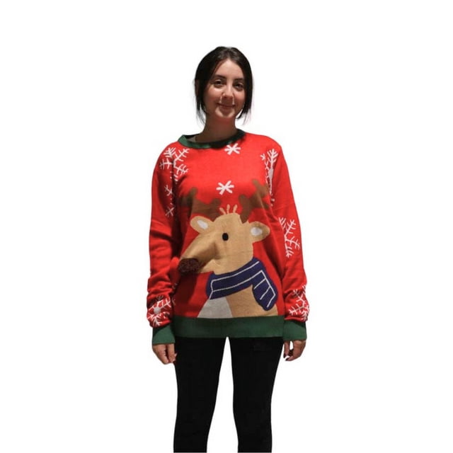 Chandail de Renne avec Pompon pour Femmes Ugly Christmas