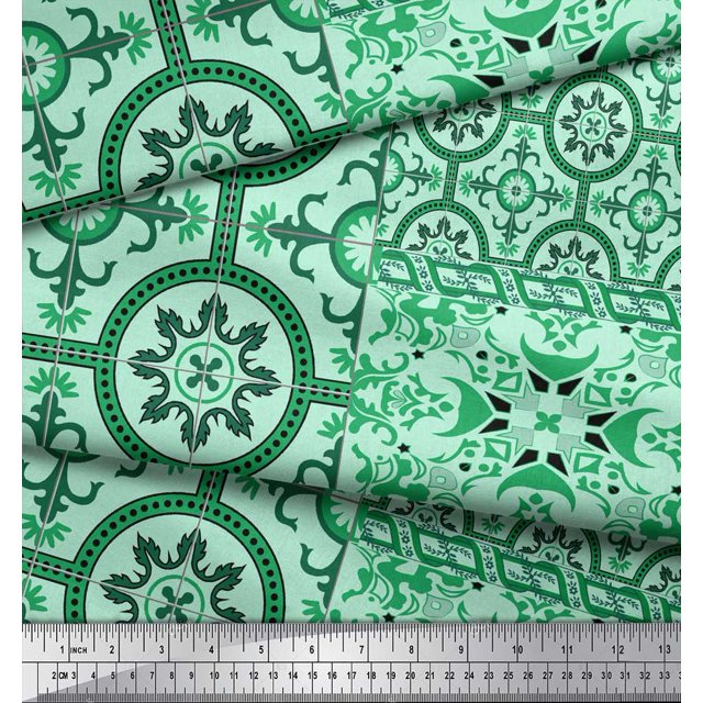 Soimoi Velvet Fabric Damask Patchwork Printed Fabric 1 Yard 58 Inch Wide