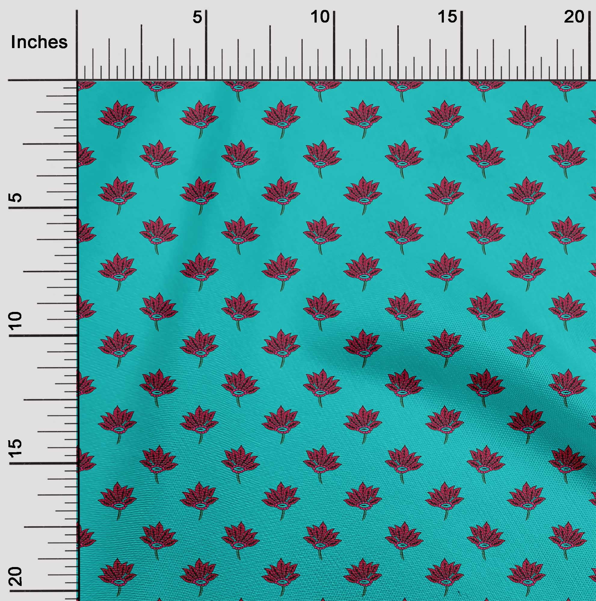 oneOone Viscose Chiffon Fabric Floral Block Print Fabric By The Yard 42 Inch Wide