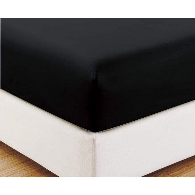 Alive Pixels Flat Sheet Black Solid 100 Percent Cotton 1-Pc 200TC (Queen, Black)