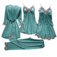 thumbnail image 1 of 2025 Ensemble 5 Pcs Jarretière Pyjama Shorts pour Femmes Ensemble Peignoirs Dentelle Chemises de Nuit pour Femmes Long Justaucorps Col en V Profond, 1 of 3