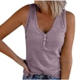 thumbnail image 1 of Timegard Tank Tops for Women Ribbed Deep V-Neck Button Slim Casual Sleeveless Shirts Basic Cami Top, 1 of 5