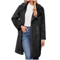 thumbnail image 2 of LSLJS Womens Ladies Warm Faux Furry Long Coat Jacket Winter Solid Turn Down Collar Outerwear, 2 of 5