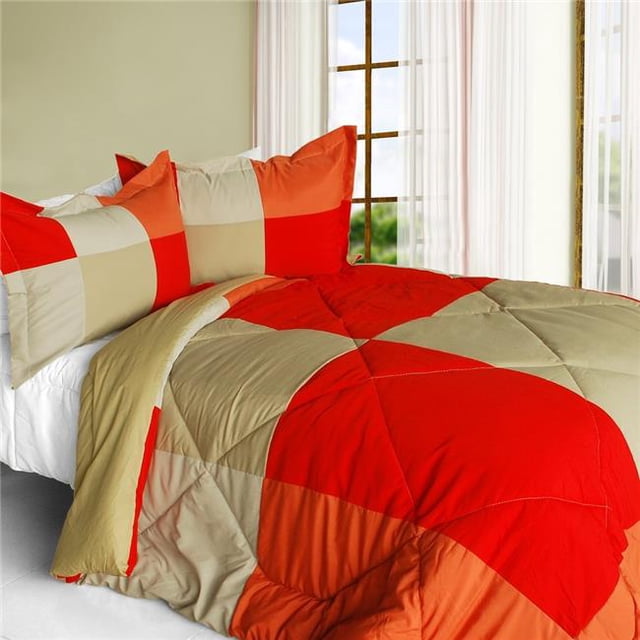Home Prairie - Ensemble de Couette Matelassée Patchwork en Alternative au Duvet Format Simple - Rouge