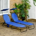 thumbnail image 2 of Outsunny 2 Piece Folding Chaise Lounges with Adjustable Backrest, Blue, 2 of 10