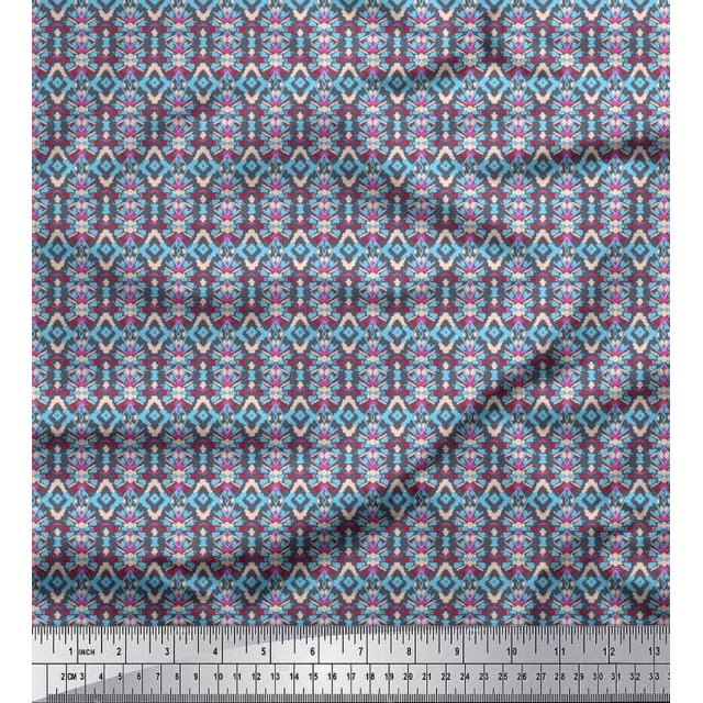 Soimoi Rayon Fabric Geometric Ethnic Print Fabric by The Yard 56 Inch Wide