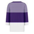 thumbnail image 4 of FAIWAD Hauts pour Femmes Classiques à Rayures Color Block T-Shirts Habillés Décontractés Col en V Manches 3/4 Blouses, 4 of 5