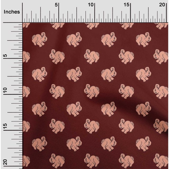 oneOone Georgette Viscose Fabric Rabbit Block Printed Craft Fabric BTY 42 Inch Wide