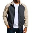 thumbnail image 2 of Yusimy Men's Lightweight Casual Bomber Jacket - Color Block Design Classic Varsity Style, 2 of 9