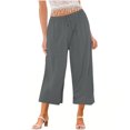 thumbnail image 1 of AherBiu Womens Capris for Summer Loose Fitted Cotton Linen Lounge Pants Elastic Waist Drawstring Cropped Trousers, 1 of 4