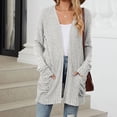 thumbnail image 2 of Yuyuzo Cardigan for Women 2025 Fall Ribbed Knit Sweater Open Front Long Sleeve Outwear with Pockets, 2 of 6