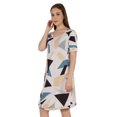 thumbnail image 4 of Moomaya Robe Midi en Jersey de Coton Imprimé pour Femmes, Col en V, Été, Manches Courtes, Longueur Genou, 4 of 4