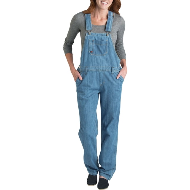 Dickies Womens Relaxed Fit Straight Leg Bib Overalls, M, Medium Stonewash