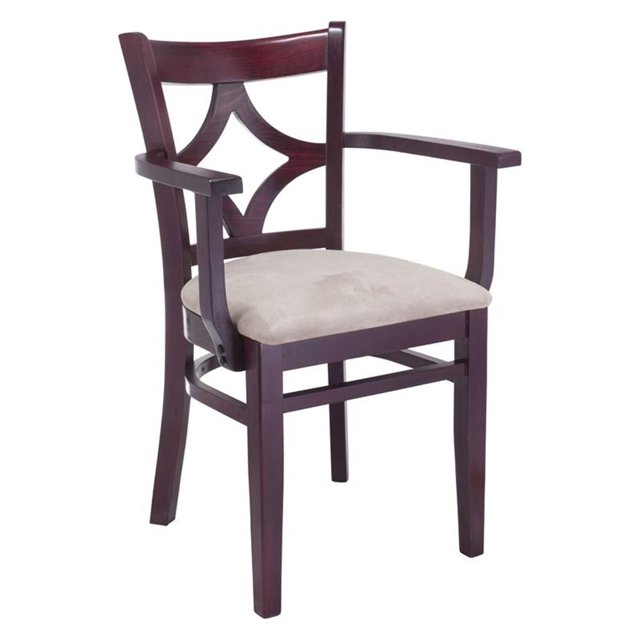 Beechwood Mountain Curtain Back Dining Arm Chair in Dark Mahogany