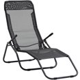 thumbnail image 1 of Outsunny Foldable Patio Lounge Chair, Outdoor Beach Lounger with Breathable Mesh Fabric, Zero Gravity Chair with Reclining, Footrests, and Armrests, for Garden, Pool, Black, 1 of 9