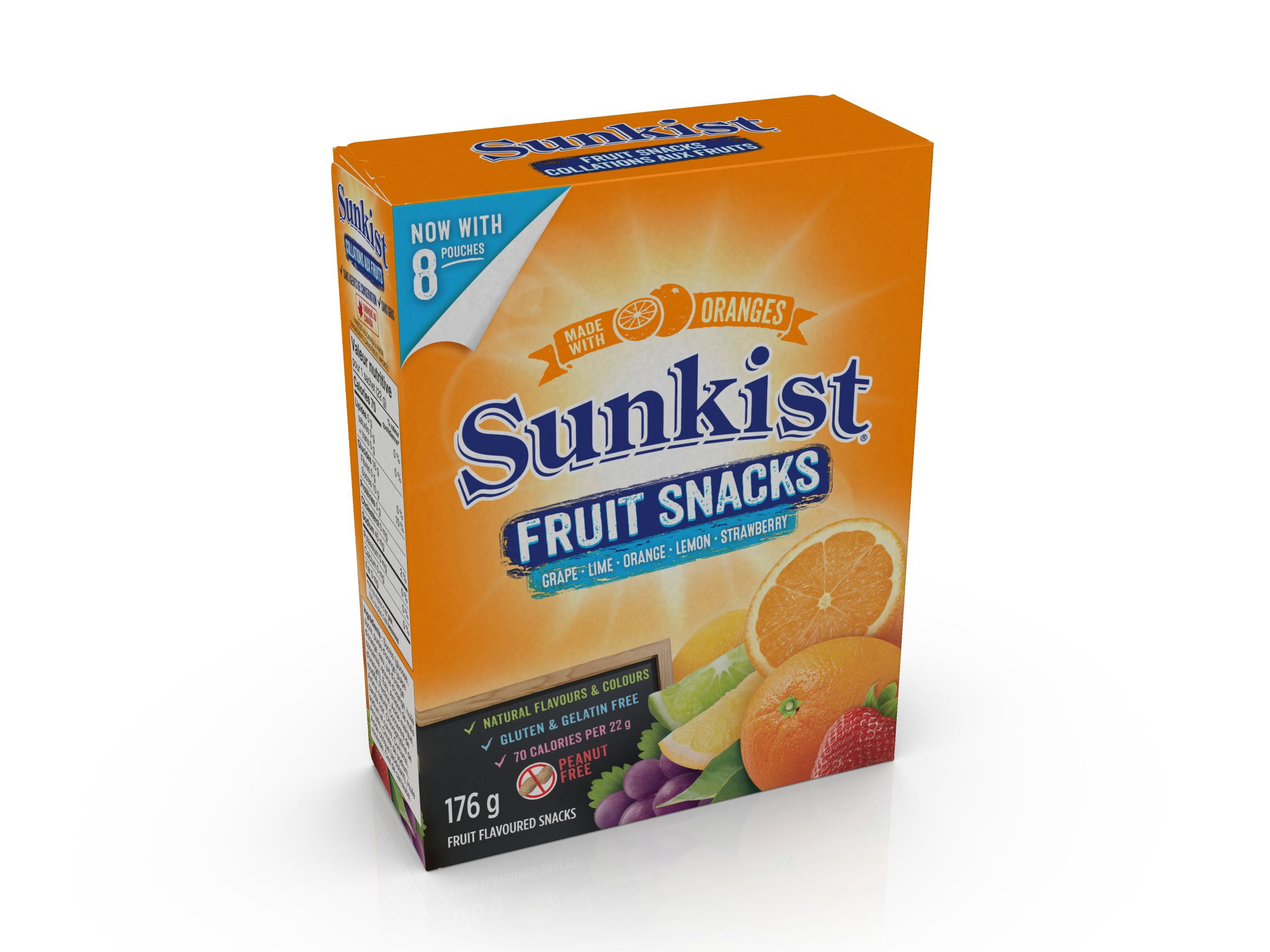 Sunkist Assorted Chewy Fruit Snacks, 176 G, 8 Pouches