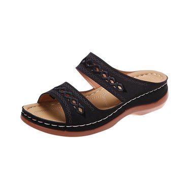 Snorda Sandales Compensées Décontractées de Mode pour Femmes Dames Chaussures Pantoufles d'Extérieur