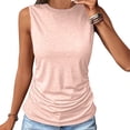 thumbnail image 2 of Yuyuzo Tank Tops for Women Sleeveless Crewneck Shirts Solid Color Ruched T Shirts Basic Summer Top, 2 of 7