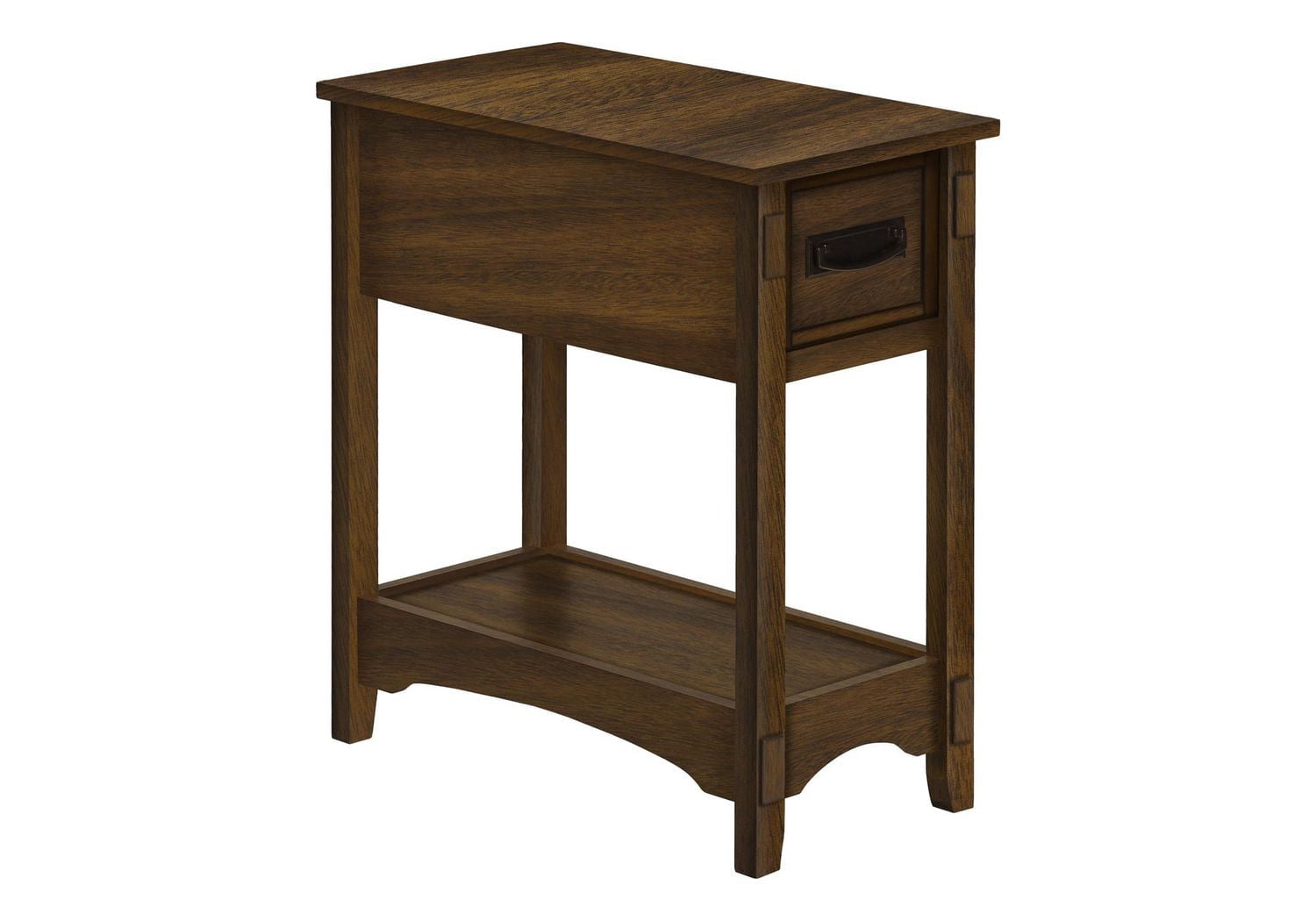 Monarch Specialties  Table D'appoint, Bout, Table D'appoint, Table De Nuit, 2 Niveaux, Étroit, Tiroir De Rangement, Placage Brun, Transitionnel