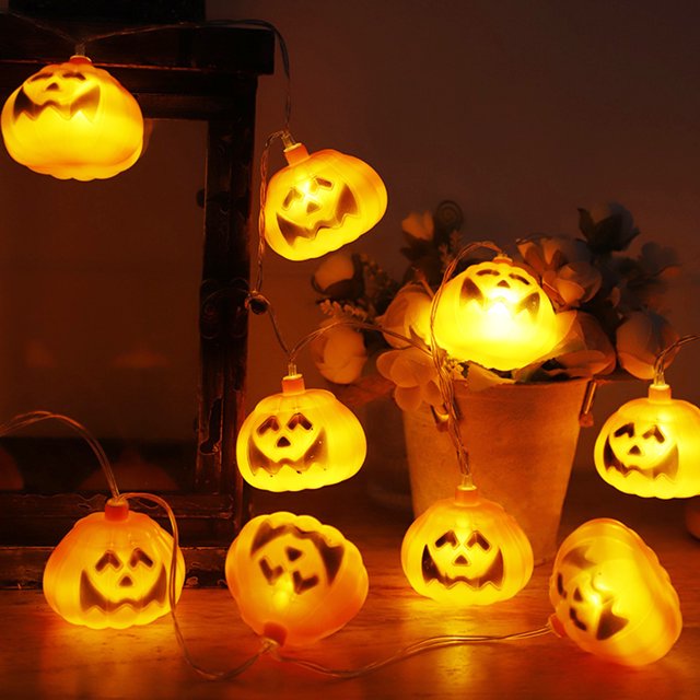 Mistaha Horror Pumpkin Halloween String Lights 10FT 20LEDs Spooky Pumpkin Decorative Hanging Lights Waterproof LED Pumpkin Lights Battery Operated 2 Modes