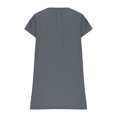thumbnail image 5 of Liquidation d'Été 2025! Robe pour Femme Grande Taille, Liquidation de Robes d'Été pour Femmes, Robe Décontractée Unie pour Femme à Manches Courtes, Col en V, Coupe Régulière, Plissée, Multicolore, Coupe Droite, 5 of 5