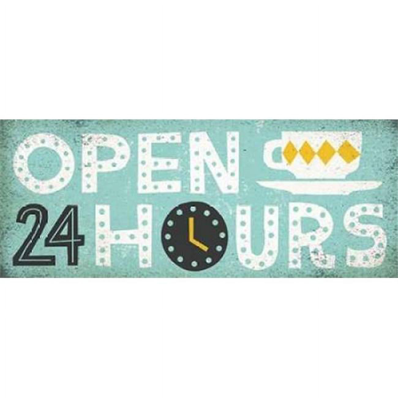 Wild Apple Graphics PDX20385SMALL Rétro Dîner Panneau Ouvert 24 Heures Affiche Imprimée par Michael Mullan, 10 x 20 - Petit