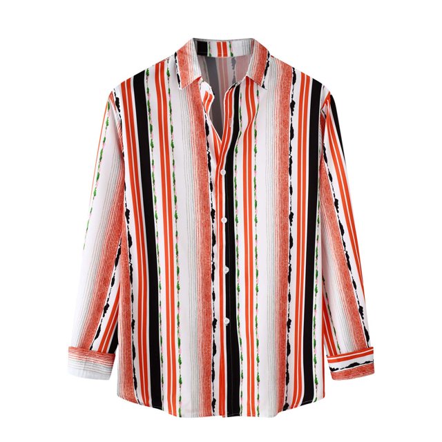 Chemise à Manches Longues pour Homme Mode Homme Automne Hiver Poche Latérale Simple Col Montant Chemise à Manches Longues Rayée Haut