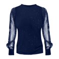 thumbnail image 4 of Pxiakgy Vente Chaude!! T-Shirt à Manches Longues en Maille Pailletée Col Rond Décontracté Bleu S, 4 of 4
