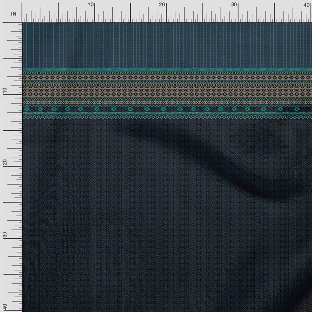 Soimoi Cotton Poplin Fabric Stripe & Aztec Panel Print Fabric by The Yard 56 Inch Wide