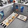 thumbnail image 4 of Cute Halloween Kitchen Rugs and Mats Non Skid Washable Set of 2, Happy Orange Pumpkin Spider Web Kitchen Floor Mats, Black Stripes Kitchen Runner Rug, Autumn Vintage Kitchen Decor, 4 of 6