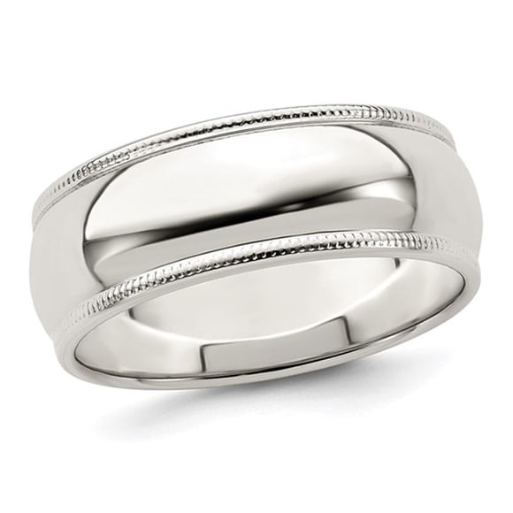 Mens Milgrain Wedding Band Ring in Sterling Silver (7mm)