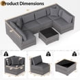 thumbnail image 3 of Costway 7PCS Patio Rattan Furniture Set Sectional Sofa Cushioned Garden Grey, 3 of 10