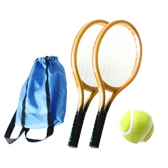 tamizeot Mini Raquette de Tennis et Ensemble de Balles Gâteau 1:12 Argent Miniature Artisanat Topper Kit de Tennis Doré 9x4cm