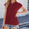thumbnail image 4 of Plebaso Womens Cap Short Sleeve Tops Casual Summer Crew Neck T-Shirts Solid Color Loose Basic Tee Blouses, 4 of 7