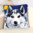 thumbnail image 2 of DIY Latch Hook Rug Making Crafts for Kids/Adults 16.9 inch X 16.9 inch Wolf, 2 of 9