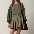 thumbnail image 1 of EQWLJWE Robe Chandail Surdimensionnée pour Femmes à Empiècements, Col Rond, Manches Longues, Haut à Enfiler Fluide Plissé, Mini-Robe Chandail, Robes Noires pour Femmes, 1 of 8