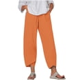 thumbnail image 1 of Timegard Plus Size Pants for Women Elastic Waist Solid Color Comfy Fall Casual Crop Pants with Pockets, 1 of 5