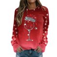 thumbnail image 2 of Costumes de Noël en Liquidation Femmes Mode Décontractée Imprimé Col Rond Ample Manches Longues Hauts Blouse Chandails Sans Capuche Grande Taille Chandail pour Femmes, 2 of 4