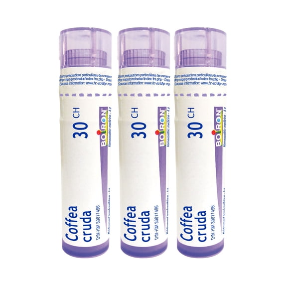 Boiron Coffea Cruda 30CH – Homeopathic Medicine, Box of 3 Tubes (4g Each, Approx. 80 Pellets per Tube)