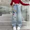 thumbnail image 2 of Girls' Straight Wide Leg Jeans | Comfy Stretch Denim Pants for Ages 5-15, 2 of 9