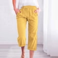 thumbnail image 2 of hotojiny Plus Size Spring Clothes for Women Lightweight Cotton Linen Capris Drawstring Elastic Waist Cropped Pants with Pockets, 2 of 5