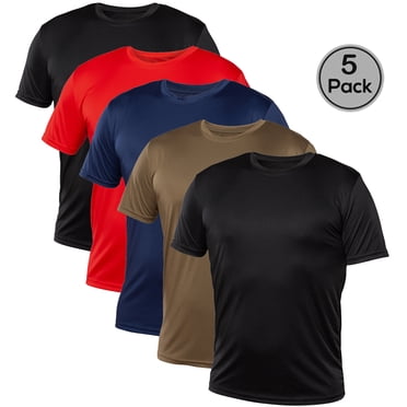 Blank Activewear Lot de 5 T-Shirts pour Hommes, Tissu de Performance à Séchage Rapide