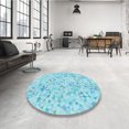 thumbnail image 4 of Ahgly Company Tapis de Zone Rectangulaire Transitionnel Bleu Tron pour Intérieur, Lavable à la Machine, 7 Pieds x 9 Pieds, 4 of 7