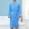 thumbnail image 4 of Penkiiy Fleece Robe Bathrobe Men Solid Casual Keep Warm Pocket Night Gown Bathrobe M Blue, 4 of 7