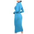 thumbnail image 3 of Gspmoly Robes pour Femmes, Mode Femme Robe Longue Ajustée à Col Montant à Manches Longues Robe de Couleur Unie Robes de Soirée pour Femmes Offres des Fêtes, 3 of 8