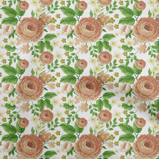 oneOone Cotton Silk Brown Fabric Floral Sewing Craft Projects Fabric Prints By Yard 42 Inch Wide