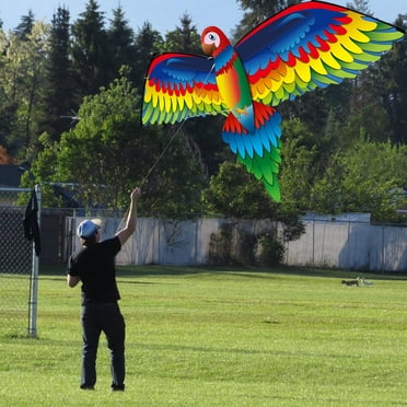 Aqestyerly 3D Parrot Kite For Kids Outdoor Fun,Flying Toy With Tail,Easy To Fly Colorful Kite For Beach Park Backyard Playtime HWRETIE