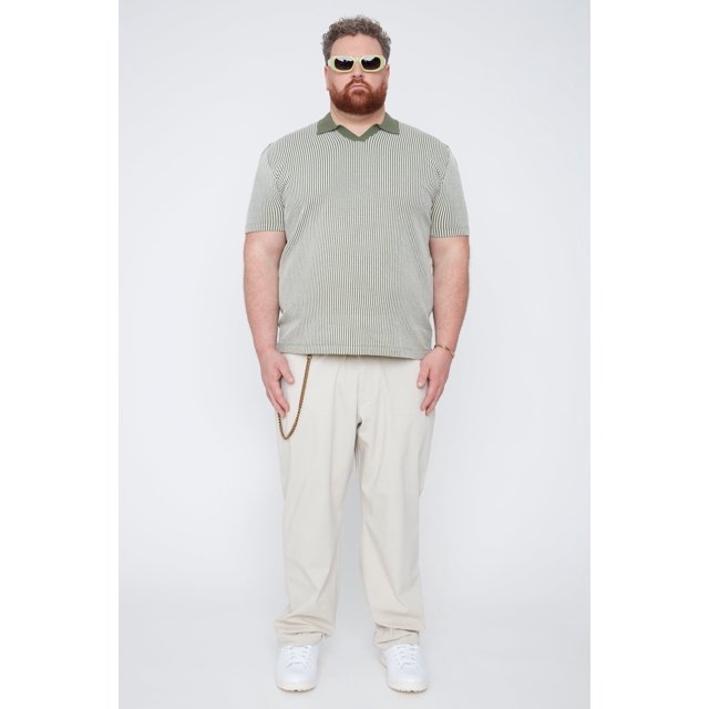 THICKEMS Polo en Tricot Texturé à Col Johnny pour Homme